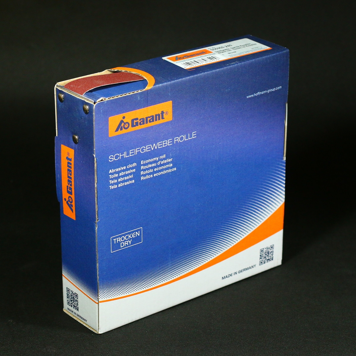 schleifleinen-sparrolle-schmiergelpapier Schleifleinen Sparrolle in einer praktischer Spenderbox