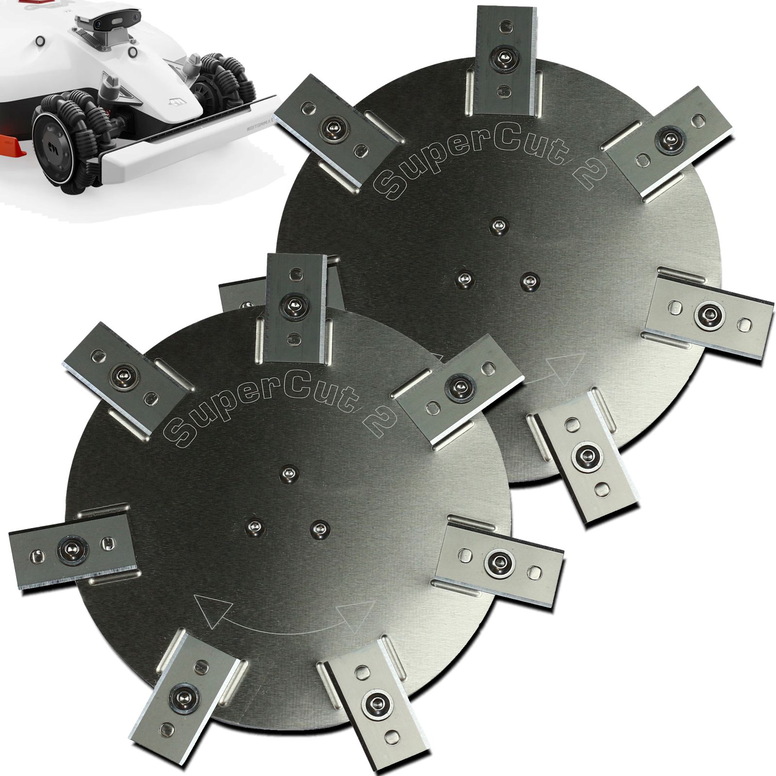 Messerscheiben für Mammotion Luba 1 / 2 und 2x Edelstahl / Aluminium SuperCut 2 Messerscheiben für Mammotion Luba 1 / 2 und 2x Edelstahl / Aluminium SuperCut 2