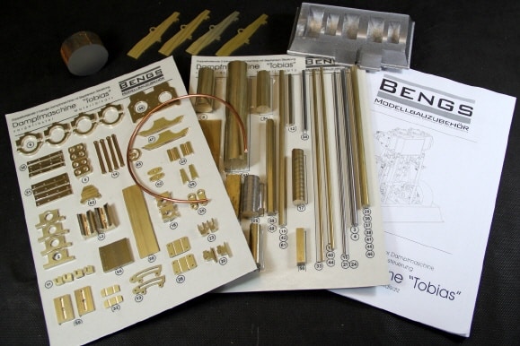 Dampfmaschine-tobias-lieferumfang Lieferumfang vom Materialbausatz Dampfmaschine Tobias